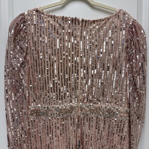 Mac Duggal Size 16 Rose Pink 93549 Sequin Embellished Long Sleeve Gown Dress NWT - Picture 12 of 16